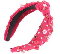 LRXIYODE Pearl Rhinestone Headband for Women Decorative Beaded Headband Knotted Design Aesthetic Hair Accessories for Wedding Guest Holiday Parties