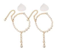 LRXIYODE Pearl Shoe Straps Detachable Ankle Bands and Self-Adhesive Heel Cushions, High Heels Shoe Belt Shoelace Buckle Accessory for Anti-Loose Fit, Gold Pearl Pendant Design 2 Heart