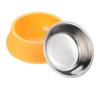 LRXIYODE Pet Feeding Bowl Yellow Stainless Steel Large Capacity Easy to Clean Anti-fall Dog and Cat Water Bowl Detachable for Puppy and Cat
