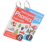 LRXIYODE Phonics English Spelling Cards for Early Learning Educational with Tear-resistant Laminated Surface and Metal Rings Brain-development Learning Supply