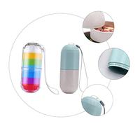 LRXIYODE Pill Organizer Weekly 7 Compartments 2pcs Sealing Storage Box Wheat and Rainbow Color Travel Medicine Holder for Vitamins and Daily Tablets