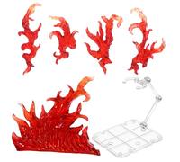 LRXIYODE Plastic Display Rack Flame Effect Action Figure Stand | Easy Assembly, Portable Lightweight Build, Flat Stable Bottom, Red Finish for Dolls and Figures