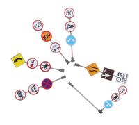 LRXIYODE Plastic Traffic Sign for Bright Color Simulation Road Mark Model Educational Playthings for Motor Skills Development and Imaginative Traffic Scene Pretend Play