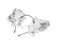 LRXIYODE Plush Fox Ears Headband Bell White Foxes Ears Headpiece Women Masquerade Hair Band for Cosplay Halloween Party
