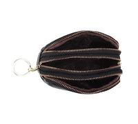 LRXIYODE Portable Cowhide Coin Purse with Key Ring Mini Zippered Change Wallet for Women Versatile Compartment Design for Daily Use Travel and Shopping