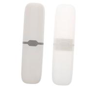 LRXIYODE Portable Toothbrush Case 2pcs Capsule Design White and Semi- Travel Toothbrush Holder Set for Outdoor and Business Trips
