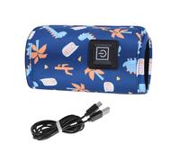 LRXIYODE Portable USB Bottle Warmer with Heat Insulation and Zipper Design Travel-Friendly Feeding Bottle Warmer for Milk Easy Operation Blue Dinosaur Pattern Random Color