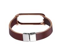 LRXIYODE PU Leather Wristband Strap Compatible with Xiaomi Double-button Butterfly Buckle Replacement Band for Men Women Wear-resistant Bracelet with Elegant Brown and Rose Gold Design