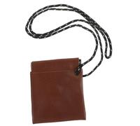 LRXIYODE PU Neck Earphone Bag for Travel Compact Earbuds Case with Lanyard Portable Storage Pouch for Earphones and Small Accessories Brown Earbud Holder for Outdoor Use