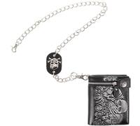 LRXIYODE Punk Leather Wallet with Chain, Large Capacity Anti-Theft Skull Skeleton Purse, Gothic Style Leather Card Holder Wallet Suitable for Travel and Fashion Matching