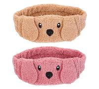 LRXIYODE Puppy Print Elastic Makeup Headband Sleep Eye Mask 2pcs Set Soft Face Washing Hairband for Girls Spa Night Use Random Color