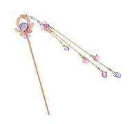 LRXIYODE Purple Tassel Chinese Traditional Style Hairpin Handmade Retro Hair Stick for Thick Long Hair Secure Fit Elegant for Women Bun Accessories