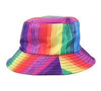 LRXIYODE Rainbow Bucket Hat Reversible Pride Parade Costume Accessory Stylish Striped Fisherman Hat for Carnival Parties Stage Performance Unisex Festival Headwear