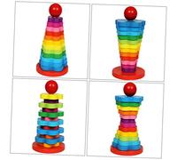 LRXIYODE Rainbow Stacker Educational Wooden Column for Develops Imagination Patience and Balance Safe Non Toxic Stem Activity for Parent Interaction