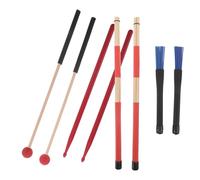 LRXIYODE Red Anti-slip Mallet Blue Nylon Drum Brush Set Bundle Red Nylon Drumsticks and Portable Drumstick Bag Complete Drum Percussion Accessories Kit for Jazz Blues Acoustic Styles