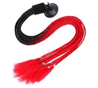 LRXIYODE Red Fiber Helmet Ponytail Adornment with Realistic Braid, Easy to Distinguish Chic Fashion Hair Decoration for Women, Suitable for Motorbike Helmets and Hair Accessories