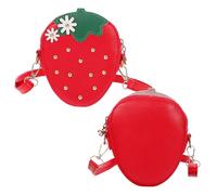 LRXIYODE Red Strawberry Coin Purse with Adjustable Strap Small PU Crossbody Bag for Shopping and Everyday Use