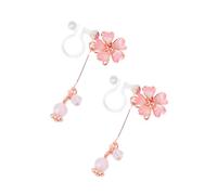 LRXIYODE Resin Ear Clip Decorative Cherry Blossom Earrings Fresh Fashion Drop Ear Accessories for Aesthetic Wear