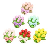 LRXIYODE Resin Flower Charms Embellishments 6pcs Miniature Flower Bouquet Shape with Wear Resistant Material in Unique, Color for Decorating Clothes and Headwear for Decorating Clothes and
