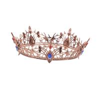 LRXIYODE Retro Crown for Brides Vintage Gothic Style Hair Band Baroque Queen Headwear for Wedding Prom Themed Events