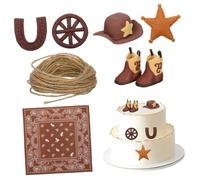 LRXIYODE Reusable Cowboy Cake Decorations with Cowgirl Hat and Boot Cake Toppers Lightweight Tear Resistant Western Party Favors