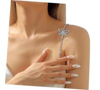 LRXIYODE Rhinestone Body Chain Shoulder Strap with Butterfly Ornament Sparkling Dress Jewelry for Wedding Party Glamorous Accessory with Secure Hook
