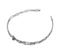 LRXIYODE Rhinestone Bridal Crown Headband for Thorn Crown Hairband with Large Round Silver Design Lightweight Comfortable Princess Headdress for Halloween Party and Cosplay