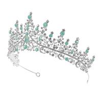 LRXIYODE Rhinestone Bridal Crown Headband Green Crystal Baroque Design, Wedding Tiara Hair Accessory for Brides, Women’s Wedding Hairpiece