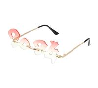 LRXIYODE Rimless Digital Sunglasses Year Party Prop in Pink Yellow Green Stylish Funny Eyeglasses for Adults Unique Photo Booth Accessory for Celebrations and Festivals