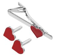 LRXIYODE Romantic Love Heart Cufflinks and Necktie Pinch Clips for Men Alloy Wedding Tie Clips for Dress Shirts Business Formal Shirt Accessories Valentine S Day Gift for Groomsmen and