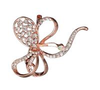 LRXIYODE Rose Gold Alloy Bowknot Pin Brooch for Clothes and Hats Elegant Rhinestone Decorative Brooch Smooth Surface Easy to Wear Accessory for Women and Ladies
