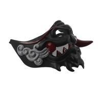 LRXIYODE Samurai Demon Mask Japanese Half Face Mask Black for Party Stage Makeup Dress