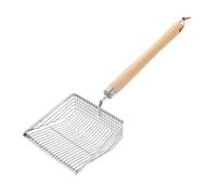LRXIYODE Sand Sifter Tool with Ergonomic Wooden Handle Stainless Steel Beach Shell Scooper for Summer Family Fun and Outdoor Games