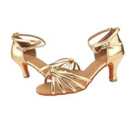 LRXIYODE Satin High Heel Sandals for Women Latin Dance Open-toed Soft Sole Performance Shoes Flexible Comfortable Design Elegant Gold Heel for Ballroom and Latin Dancing