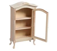 LRXIYODE Scale Dollhouse Wooden Bookshelf with Arched Top Miniature Storage Shelves for Creative Play and Artistic Home Decor Elegant Mini Wood Cabinet for Dollhouse Furniture Accessories