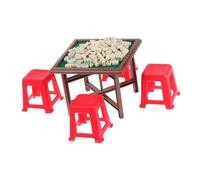 LRXIYODE Scale Miniature Dollhouse Mahjong Table and Chair Realistic Mini Furniture for Pretend Play Easy Assembly Cleaning and Storage Compatible with Various Dollhouse Styles