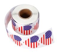 LRXIYODE Self-Adhesive Paper Labels National Flag Stickers Heart Shape 500pcs Roll with Leave No Trace Feature for Ceremony Embellishment and Party Favour Decoration