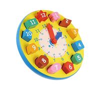LRXIYODE Shape Number Clock Puzzle for Preschool Educational Wooden Teaching Aid Learning Gift with Safe Water Based Paint