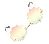 LRXIYODE Shell Rimless Sunglasses for Women and Teens Fun Party Glasses Props with Chic Gold Frame Comfortable Fashion Eyewear for Photos and Street Style