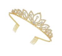 LRXIYODE Shiny Rhinestone Bridal Crown Hair Accessory, Heart-Shaped Leaf Edge Tiara for Wedding Banquet, Bride Headpiece with Sparkling Crystal Decor