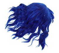 LRXIYODE Short Dark Blue Wavy Bob Wig with Bangs for Women Shoulder Length Curly Synthetic Hair, Maintains Shape and Simple to Wash, for Carnival and Role Play Parties