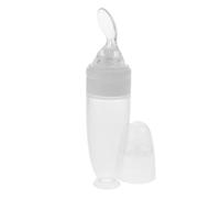 LRXIYODE Silicone Food Feeder Spoon with Standing Base Squeeze Bottle Dispenser for Feeding Easy to Clean White Food Spoon for Water Gender Neutral Design
