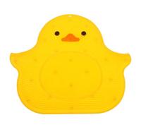 LRXIYODE Silicone Non-Slip Bath Mat with Suction Cups, Small Yellow Duck Foot Scrubber Massage Pad 40x45cm for Bathroom and Bathtub Safety