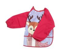 LRXIYODE Sleeved Bib Full Cover Smock Apron for Years Long Sleeve Feeding and Art Christmas Deer Pattern