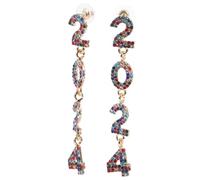 LRXIYODE Sparkling Digital Drop Earrings for Women Dangle Jewelry Statement Bling Accessories for Party Wedding Prom Street Fashion