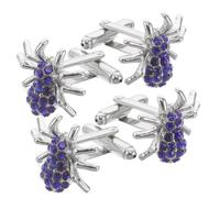 LRXIYODE Spider Cufflinks Secure Fit Stay in Place Rhinestone Alloy Men's 2 Pairs Animal Themed Novelty Design for Business Meetings and Wedding Shirts