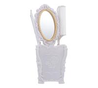 LRXIYODE Static Mirror and Comb Set for Women Portable Vanity Makeup Kit with Scalp Massaging Brush Elegant White PVC Case Handheld Travel Grooming Essentials