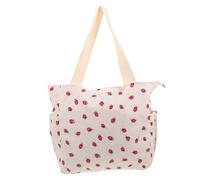 LRXIYODE Strawberry Corduroy Shoulder Bag with Side Pocket for Travel Shopping and Leisure Activities Lightweight Tote Handbag White for Fashion Forward Women