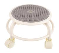 LRXIYODE Swivel Rolling round Low Stool with Wheels, Pedicure Small Stool for Home Cleaning and Foot Care, Gray Compact Salon Chair for Walking Assistance and Beauty Use