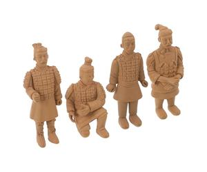 LRXIYODE Terracotta Warriors Miniature Chinese Figures 4pcs Collectible Sculptures in PVC Material with Authentic Style for History Lovers’ Office Decoration